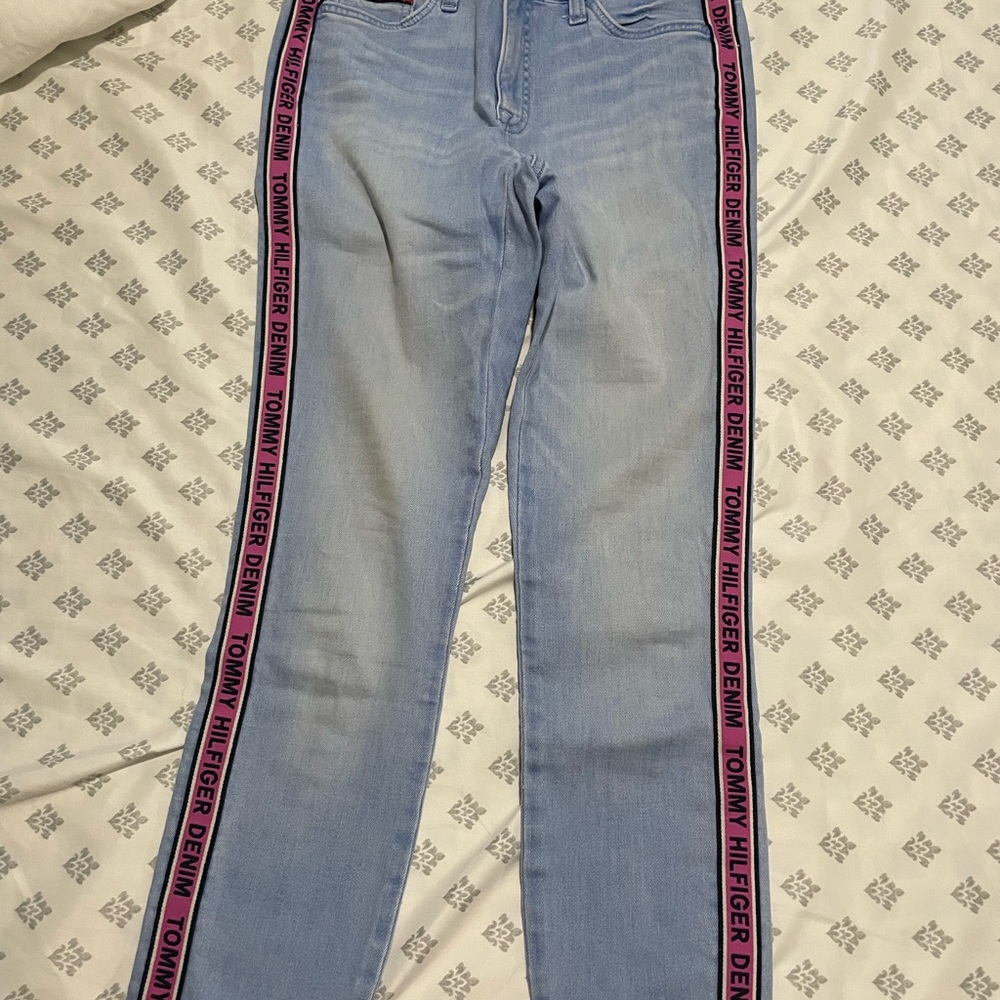 Tommy Hilfiger Blue and Pink Straight Leg Jeans